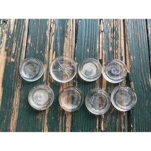 Vintage Hazel Atlas Glass Furniture Coasters Set‎ of 8 Starburst Clear Glass